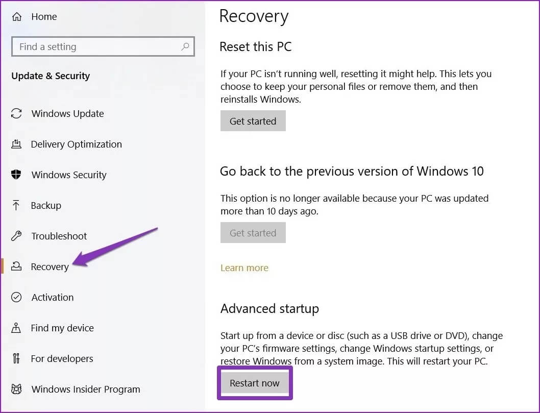 Recovery-Section_4d470f76dc99e18ad75087b1b8410ea9 أفضل 5 طرق لإصلاح خطأ تسجيل الدخول باستخدام ملف تعريف مؤقت على Windows 10