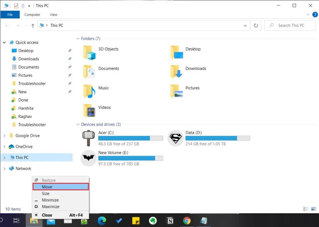 Select-Move-1024x728-1 كيفية جلب نافذة مفقودة خارج الشاشة إلى سطح المكتب