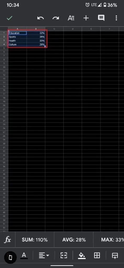 Select-and-drag-cursor-over-cells-then-tap-on-plus-button-473x1024-1 كيفية إنشاء رسم بياني في Google Docs