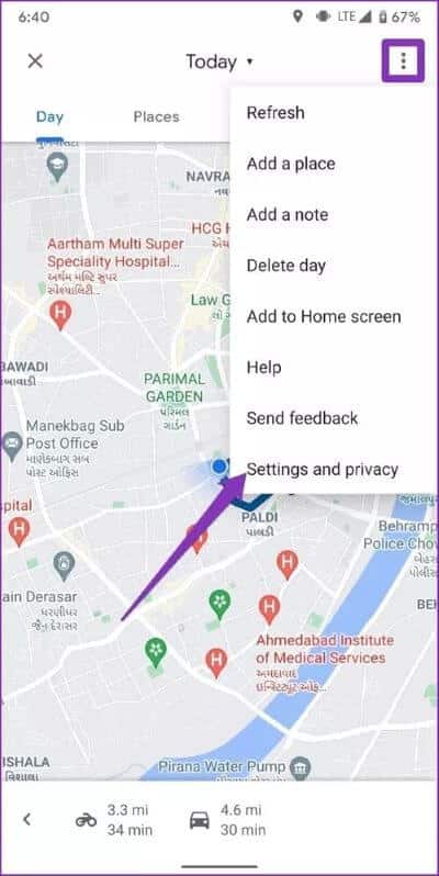 Settings-and-Privacy-in-Google-Maps_40dd5eab97016030a3870d712fd9ef0f كيفية عرض وإدارة سجل المواقع في Google Maps