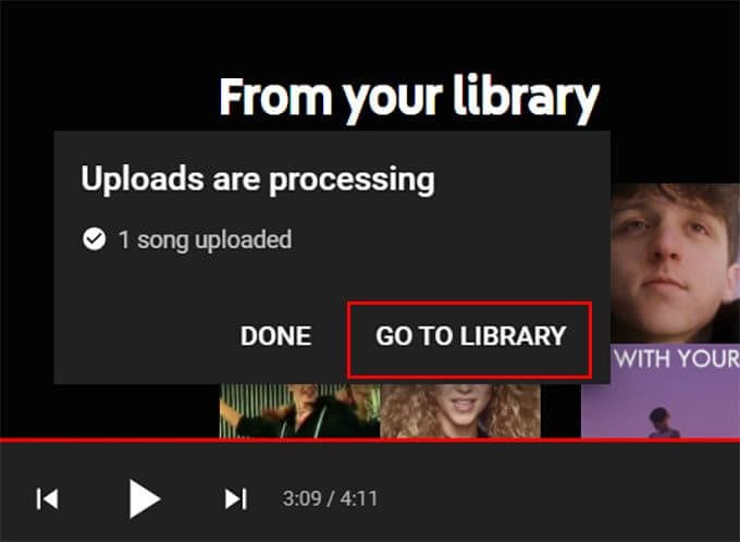 Song-Upload-Complete-Go-to-Library-on-YouTube-Music كيفية تحميل ملفات الموسيقى المحلية على YouTube Music والبث في أي مكان