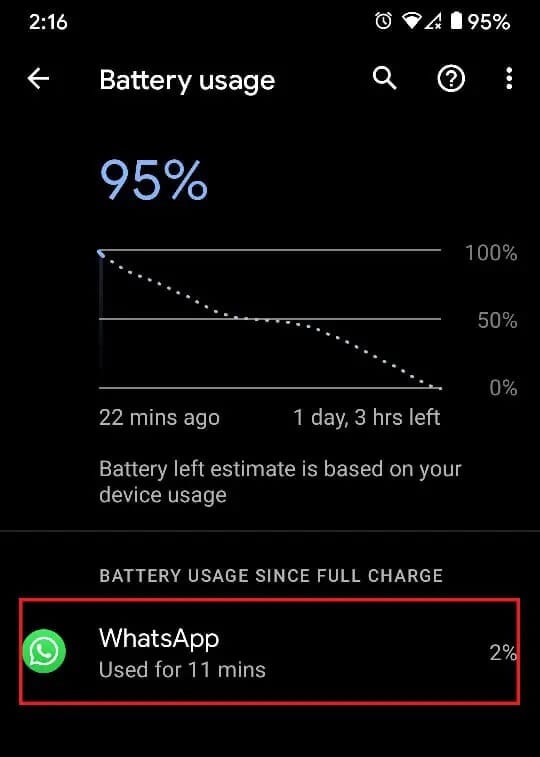 Tap-on-any-application-and-you-will-be-redirected-to-its-battery-usage-menu. كيفية إصلاح الشحن البطيء على Android