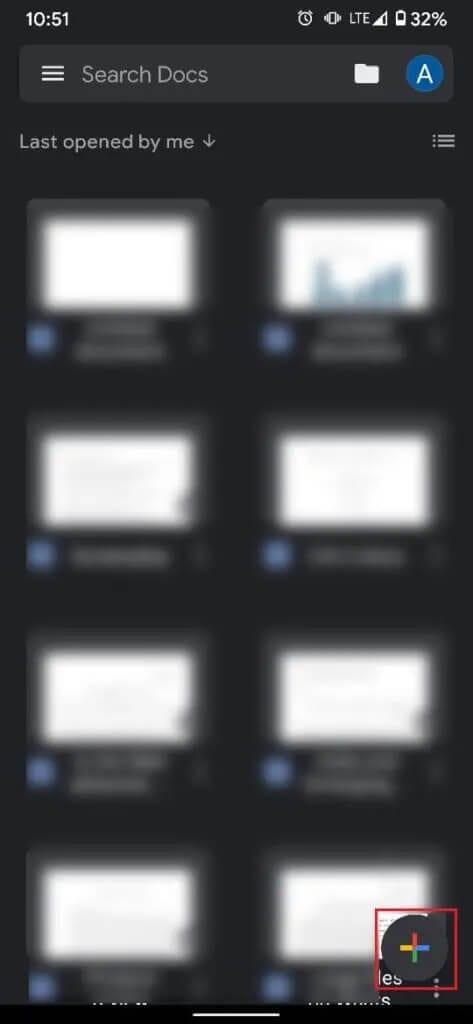 Tap-on-plus-in-bottom-right-corner-to-create-new-doc-473x1024-1 كيفية إنشاء رسم بياني في Google Docs
