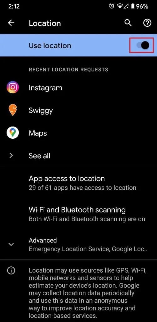 Tap-on-the-toggle-switch-in-front-of-Use-Location-to-disable-the-GPS-500x1024-1 كيفية إصلاح الشحن البطيء على Android