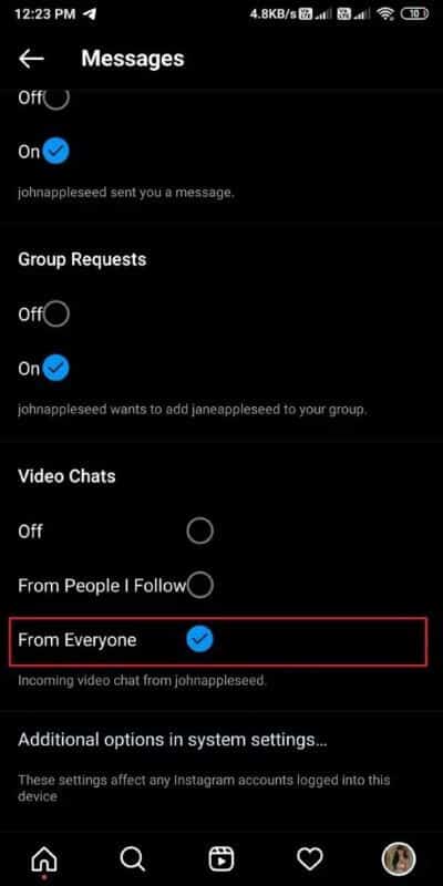 Under-video-chats-select-from-everyone-512x1024-1 8 طرق لإصلاح عدم عمل مكالمة فيديو Instagram
