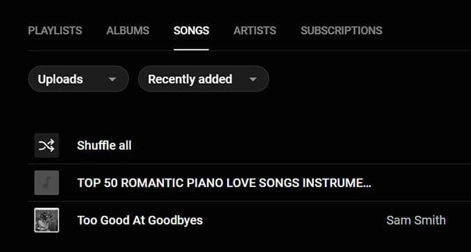 Uploaded-Music-in-YouTube-Music-Library-Web كيفية تحميل ملفات الموسيقى المحلية على YouTube Music والبث في أي مكان