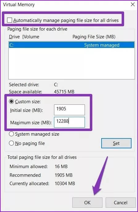 Virtual-Memory_4d470f76dc99e18ad75087b1b8410ea9 أفضل 7 طرق لحل مشكلة تأخر فتح Windows 10