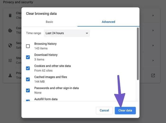clear-cache_2021-05-24-102738_935adec67b324b146ff212ec4c69054f أفضل 9 طرق لإصلاح عدم عمل YouTube على Google Chrome