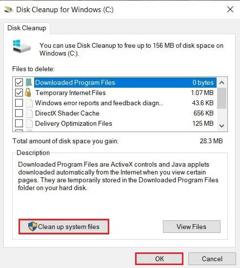 click-on-clean-up-system-files-and-hit-ok كيفية إصلاح عناصر التسجيل المعطلة في نظام التشغيل Windows 10