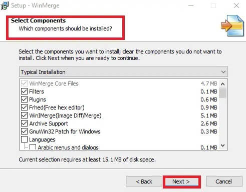 click on next on the license agreement page  - كيفية مقارنة الملفات في مجلدين على نظام التشغيل Windows 10