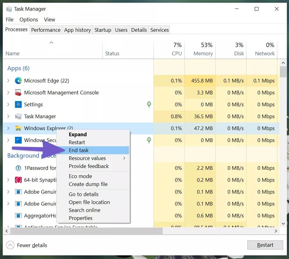 end-task-for-file-explorer_4d470f76dc99e18ad75087b1b8410ea9 أفضل 8 طرق لإصلاح عدم فتح مستكشف الملفات File Explorer على Windows 10