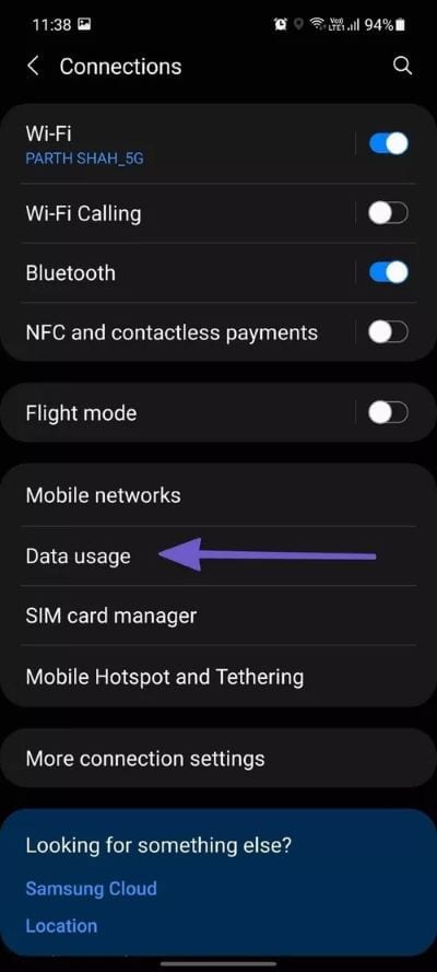 go-to-data-usage-menu_40dd5eab97016030a3870d712fd9ef0f أفضل 7 طرق لإصلاح عدم عمل نقطة الاتصال الجوال بنظام Android