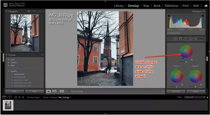 lightroom-colder-tones-editing_935adec67b324b146ff212ec4c69054f كيفية استخدام تدرج الألوان Color Grading في Adobe Lightroom Classic