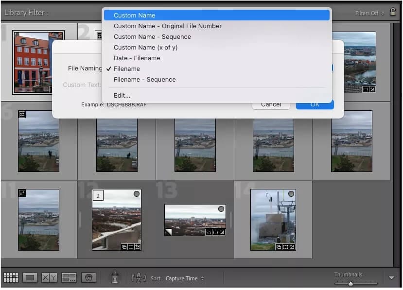 lightroom-select-custom-name-option_4d470f76dc99e18ad75087b1b8410ea9 كيفية إعادة تسمية الملفات دفعة واحدة في Adobe Lightroom