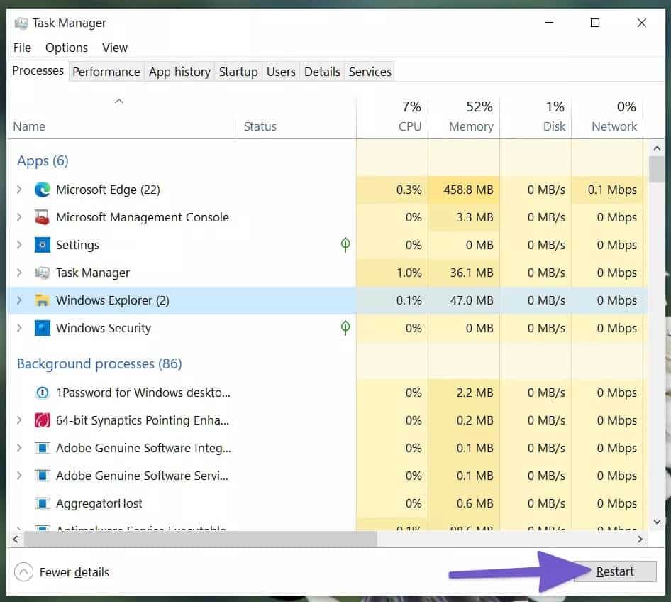 restart-file-explorer-on-windows-10_4d470f76dc99e18ad75087b1b8410ea9 أفضل 8 طرق لإصلاح عدم فتح مستكشف الملفات File Explorer على Windows 10