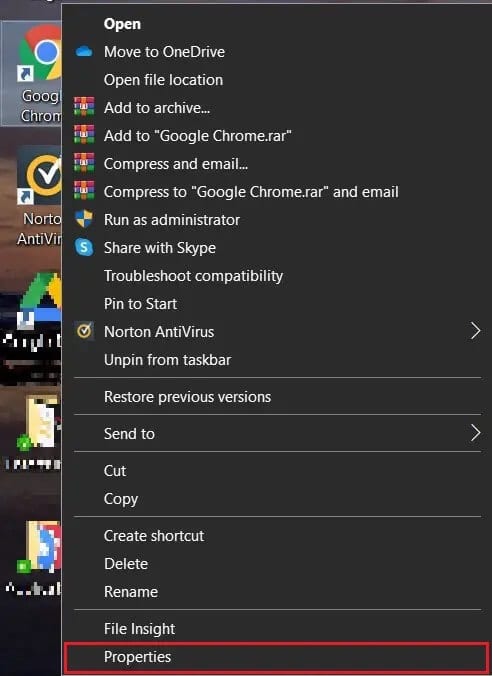 right-click-on-chrome-and-select-properties إصلاح العديد من عمليات Google Chrome قيد التشغيل
