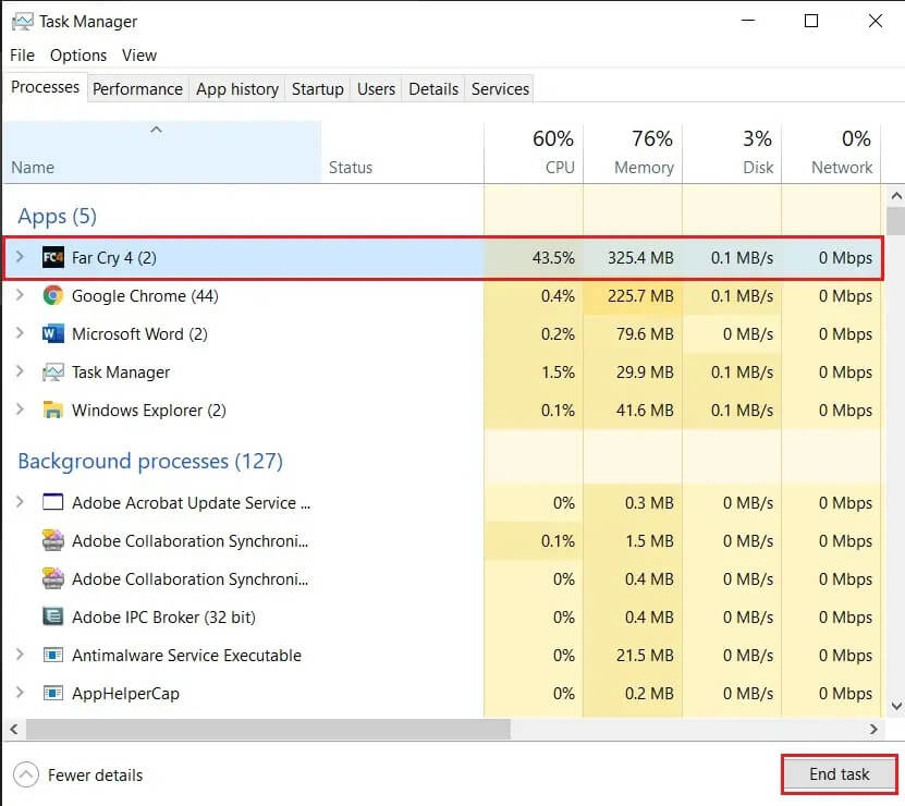 select-the-game-you-want-to-shut-down-and-click-on-end-task 5 طرق لإصلاح مشكلة لعبة Steam Thinks قيد التشغيل