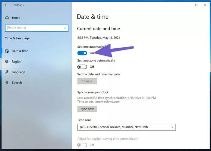 set time automatically 935adec67b324b146ff212ec4c69054f - أفضل 9 طرق لإصلاح عدم فتح متجر Microsoft Store على Windows 10