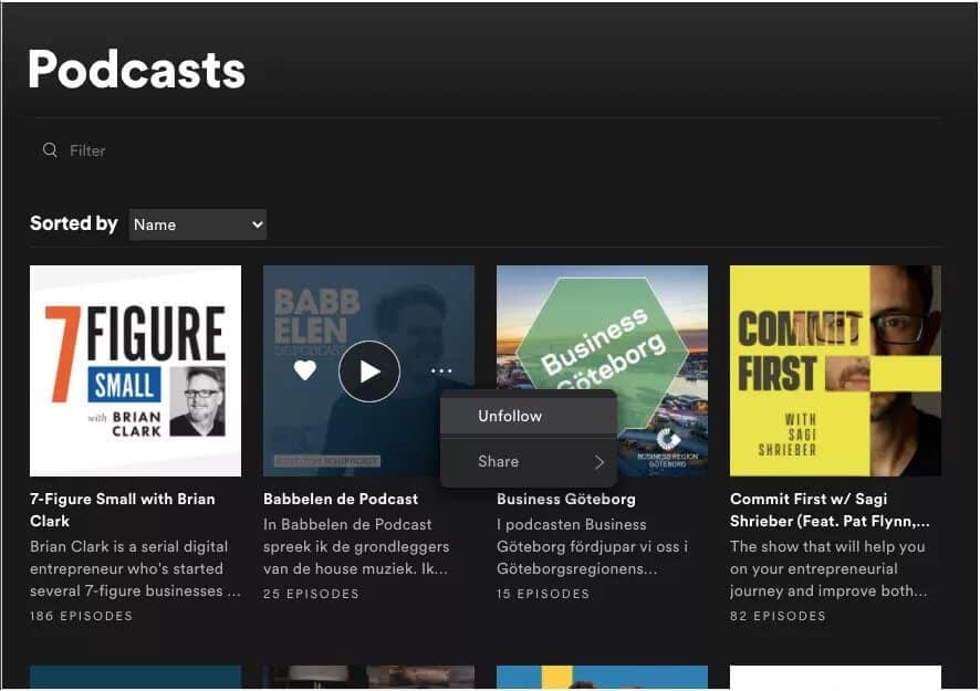 spotify-unfollow-podcast_4d470f76dc99e18ad75087b1b8410ea9 كيفية التخلص من فوضى تطبيق Spotify لسطح المكتب