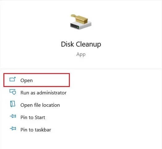 use-the-windows-search-bar-to-open-disk-cleanup كيفية إصلاح عناصر التسجيل المعطلة في نظام التشغيل Windows 10