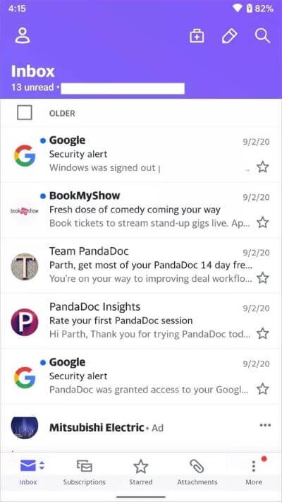 yahoo-mail-home_40dd5eab97016030a3870d712fd9ef0f أفضل 5 بدائل لـ Microsoft Outlook لنظام Android