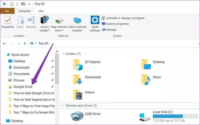 6-21 كيفية إضافة Google Drive إلى File Explorer في Windows 10