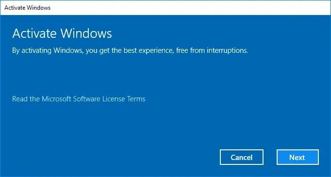 Click-Next-to-Activate-Windows-10 إصلاح خطأ هذه النسخة من Windows ليست أصلية