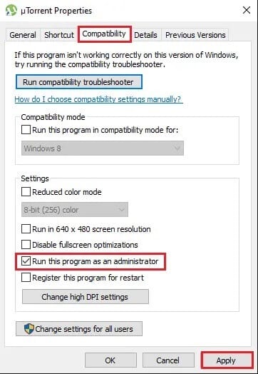 Click-on-Apply-to-save-the-new-changes. 10 طرق لإصلاح عدم استجابة uTorrent