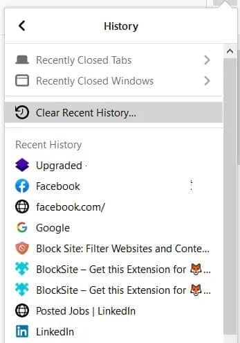 Click-on-Clear-Recent-History-in-Firefox كيفية إصلاح عدم عمل Spotify Web Player
