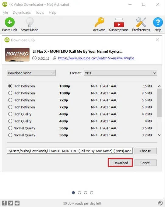Click-on-Download-from-the-bottom-of-the-screen كيفية تحميل مقاطع فيديو YouTube على الكمبيوتر المحمول / الكمبيوتر الشخصي