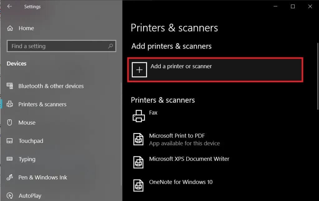 Click-on-the-Add-a-printer-scanner-button-at-the-top-of-the-window-1024x645-1 كيفية إصلاح خطأ الطابعة لا تستجيب في Windows 10