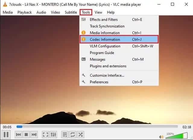 Click-on-the-Tools-tab-and-select-Codec-Information كيفية تحميل مقاطع فيديو YouTube على الكمبيوتر المحمول / الكمبيوتر الشخصي