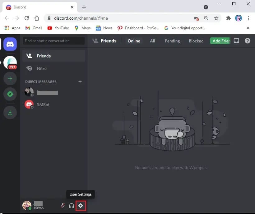 Click-on-the-gear-icon-from-the-bottom-left-of-the-screen إصلاح عدم عمل صوت مشاركة الشاشة على Discord