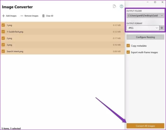 Converting-Images_935adec67b324b146ff212ec4c69054f كيفية تغيير حجم الصور المجمعة على Windows 10