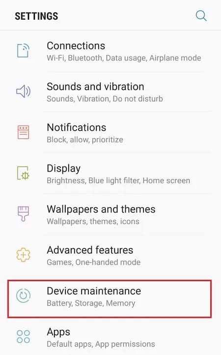 Device-Maintenance-in-Samsung-Phone كيف يعمل الشحن اللاسلكي على Samsung Galaxy S8 / Note 8؟