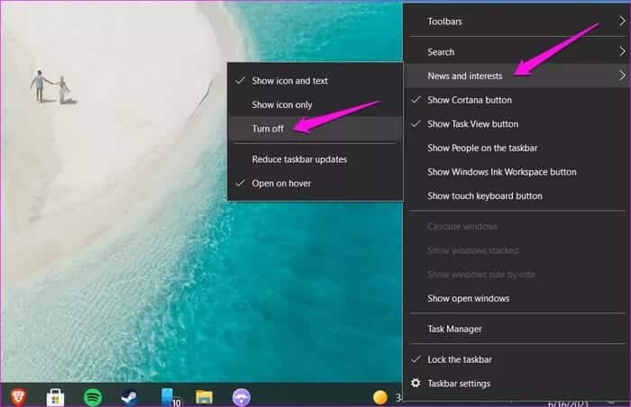 Disable-Enable-News-and-Interests-Taskbar-Widget-in-Windows-10-1_935adec67b324b146ff212ec4c69054f كيفية تعطيل أو تمكين أداة الأخبار والاهتمامات في شريط مهام على Windows 10