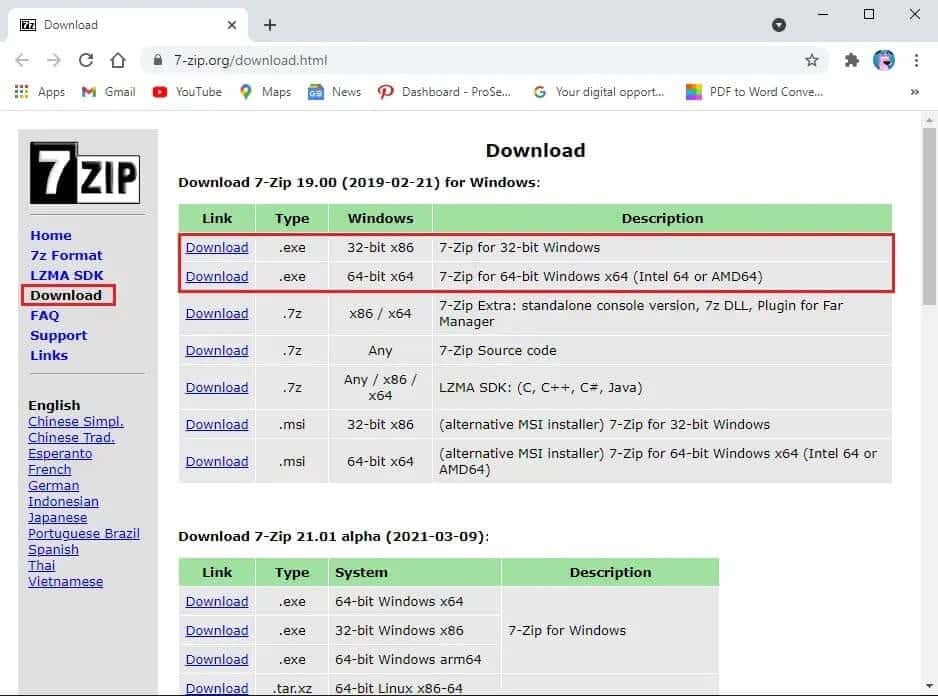 Download-7-zip-on-your-windows-system كيفية استخراج ملفات RAR على جهاز الكمبيوتر أو الهاتف المحمول