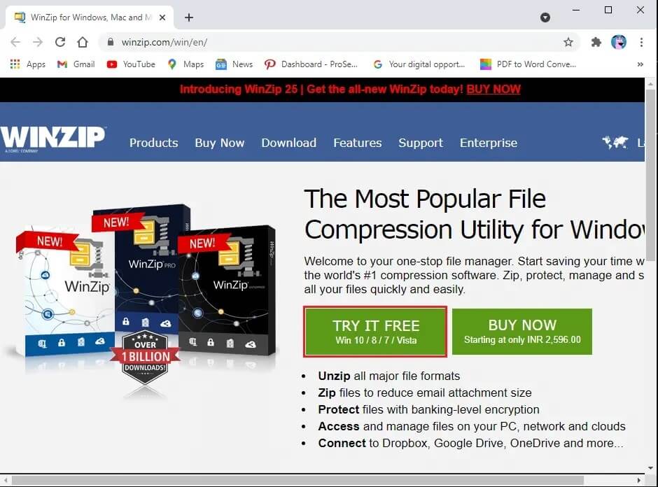 Download-and-install-the-trial-version-of-the-WinZip-tool-on-your-Windows-10 كيفية استخراج ملفات RAR على جهاز الكمبيوتر أو الهاتف المحمول