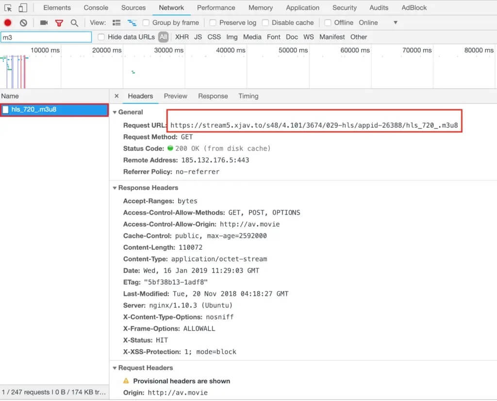 Find-a-file-with-m3u8-extension-copy-the-request-URl-1024x827-1 كيفية تحميل الفيديو باستخدام Blob URL