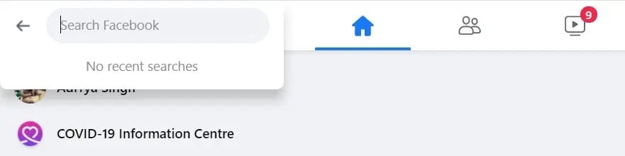 Home-page-of-Facebook-will-be-displayed-on-the-screen.-At-the-top-you-will-see-the-search-bar. كيفية البحث عن شخص ما على Facebook باستخدام عنوان بريد إلكتروني