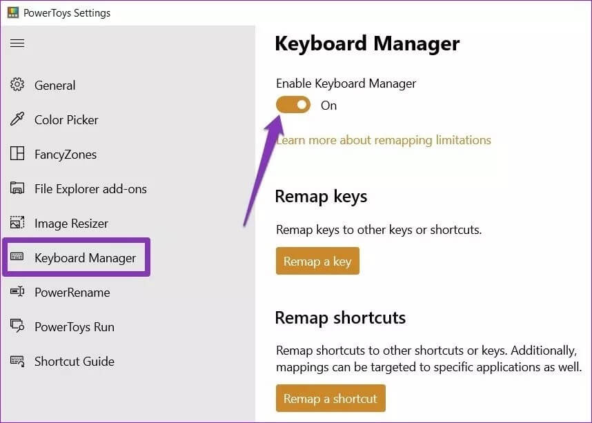 Keyboard-Manager-in-PowerToys_4d470f76dc99e18ad75087b1b8410ea9 كيفية إعادة تعيين المفاتيح والاختصارات على Windows 10