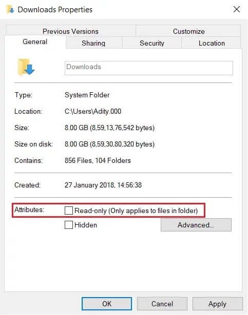 Make-sure-the-box-next-to-Read-only-is-unchecked كيفية إصلاح الوصول إلى uTorrent مرفوض