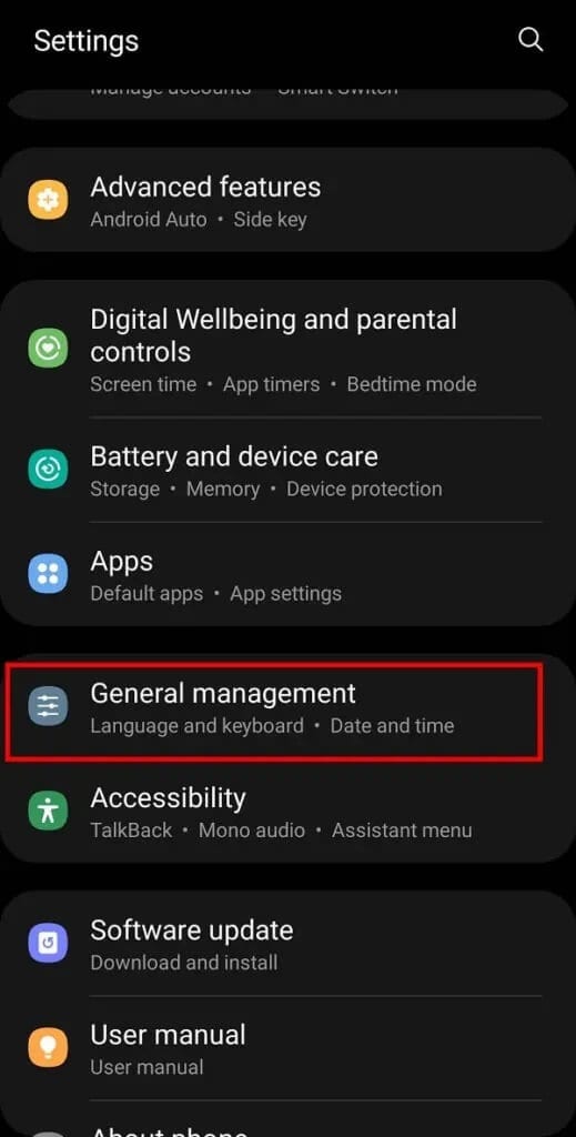 Open-your-Mobile-Settings-and-select-General-Management-from-the-available-options-519x1024-1 كيفية إعادة تعيين Samsung Galaxy S9