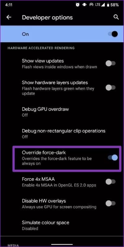 Override-force-dark_2021-05-26-114908_40dd5eab97016030a3870d712fd9ef0f أفضل 10 خيارات لمطوري Android يجب أن تجربها