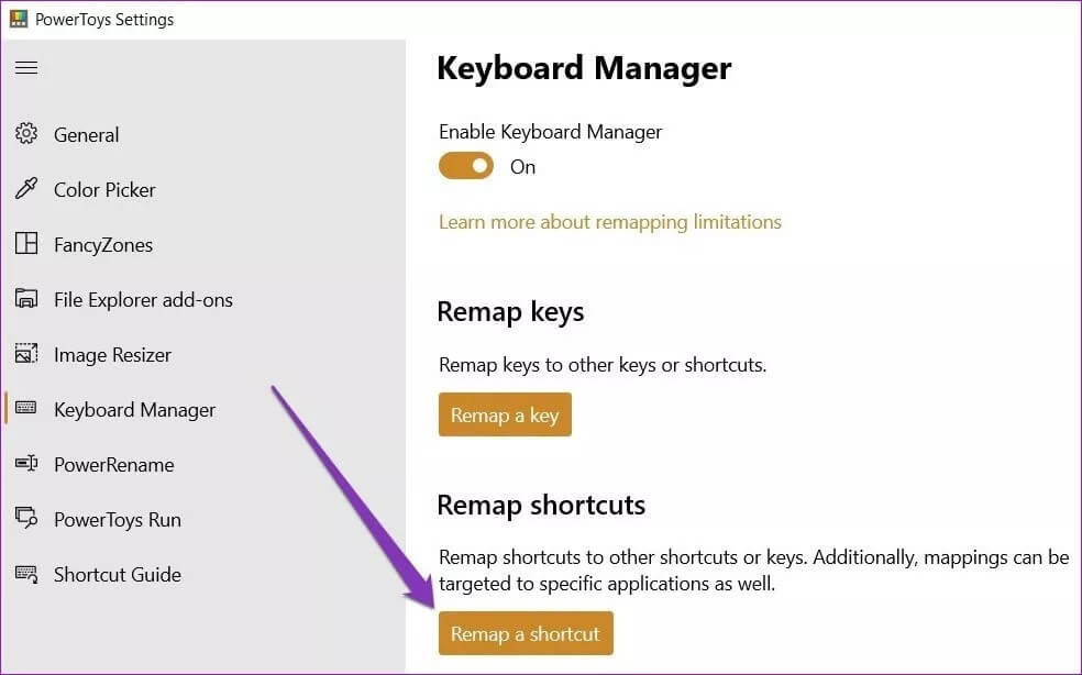 Remap-Shortcut-In-PowerToys_4d470f76dc99e18ad75087b1b8410ea9 كيفية إعادة تعيين المفاتيح والاختصارات على Windows 10
