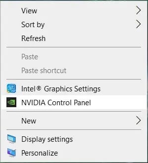 Right-click-on-the-desktop-in-an-empty-area-and-select-the-NVIDIA-control-panel كيفية إصلاح خطأ DirectX الفادح في Final Fantasy XIV