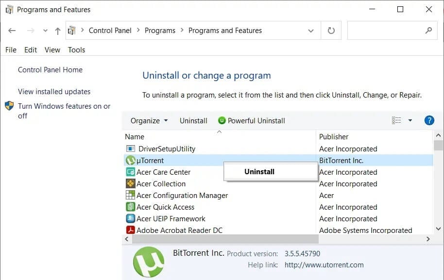Right-click-on-uTorrent-and-select-Uninstall كيفية إصلاح الوصول إلى uTorrent مرفوض