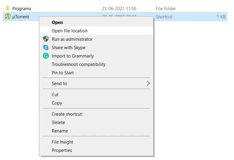 Right-click-on-uTorrent-then-select-Open-file-location كيفية إصلاح الوصول إلى uTorrent مرفوض