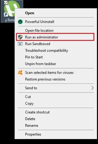 Select-Run-as-administrator-from-the-menu 10 طرق لإصلاح عدم استجابة uTorrent