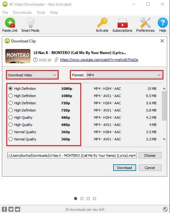 Select-the-Video-Format-by-clicking-on-the-drop-down-menu-next-to-format كيفية تحميل مقاطع فيديو YouTube على الكمبيوتر المحمول / الكمبيوتر الشخصي